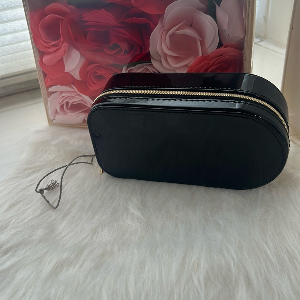 Grey Travel Jewelry Box with multiple compartments, blue interior, NWOT. - Picture 8 of 10